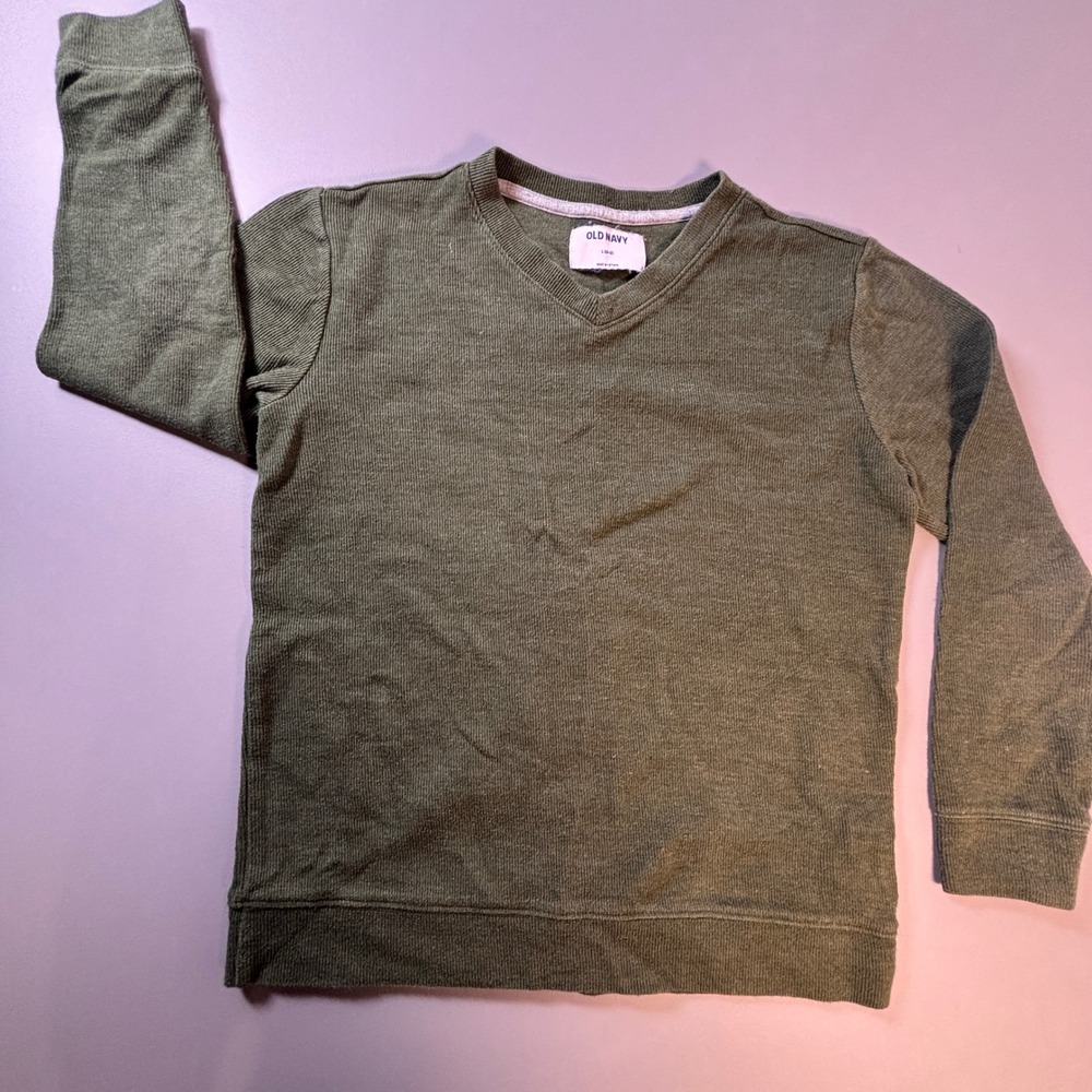 Old Navy Kids French Rib Crewneck Long‎ Sleeve Pullover Green Size L 10-12